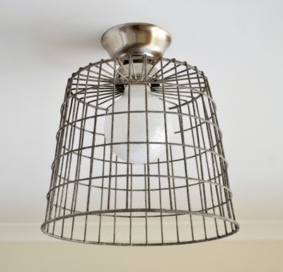 DIY Repurposed Basket Ceiling Light