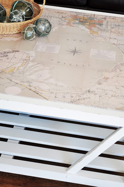 Coastal Map Covered Coffee Table