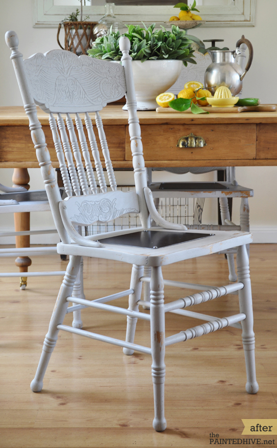 Cottage Chair Revamp with Metal Seat Plate