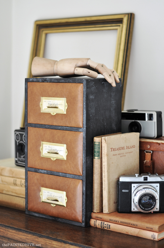 DIY Leather Upholstered Drawer Hack | The Painted Hive