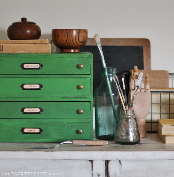 DIY Vintage Flat File Drawers with Black Wax