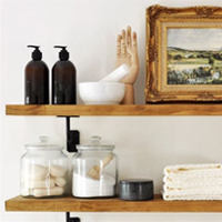 DIY Farmhouse Wall Shelves…using hand-rail brackets