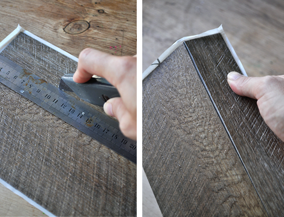 Cutting Vinyl Planks for Faux Drawers