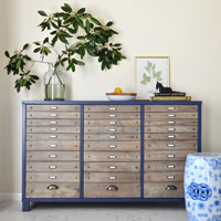 Easy DIY Faux Multi-Drawer Cabinet Hack…using peel and stick flooring!