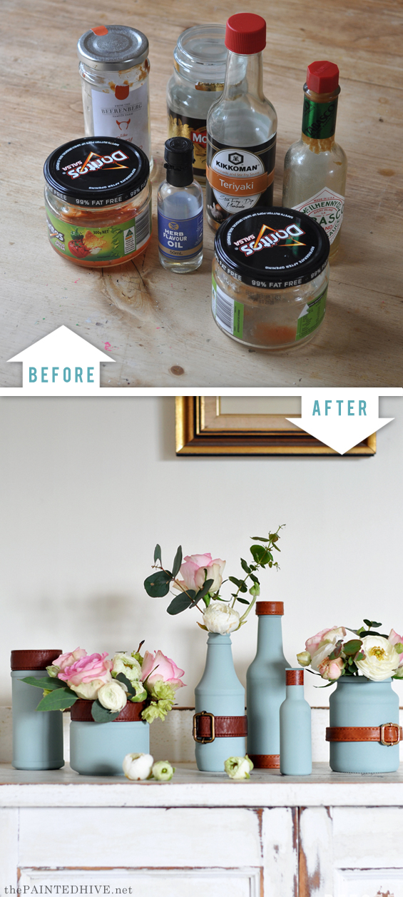 Amazing Old Jar Upcycle using Paint and Handbag Straps!